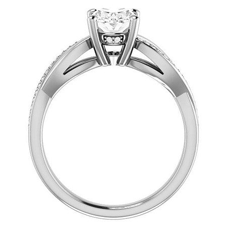 Oval Twisted Moissanite & Diamond Engagement Ring