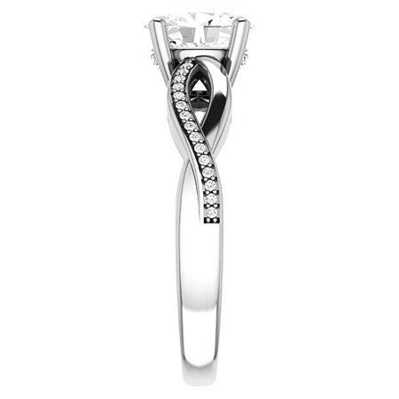 Oval Twisted Moissanite & Diamond Engagement Ring