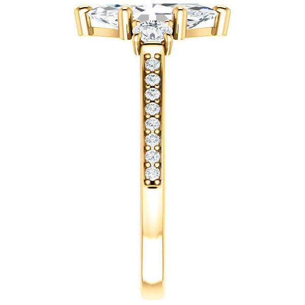 Marquise Three-Stone Moissanite Cathedral Engagement Ring