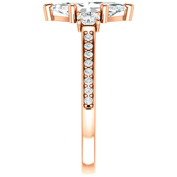 Marquise Three-Stone Moissanite Cathedral Engagement Ring