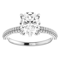 Oval Claw Prong Moissanite Engagement Ring