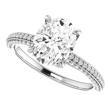 Oval Claw Prong Moissanite Engagement Ring