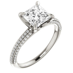 Princess cut Claw Prong Moissanite Engagement Ring