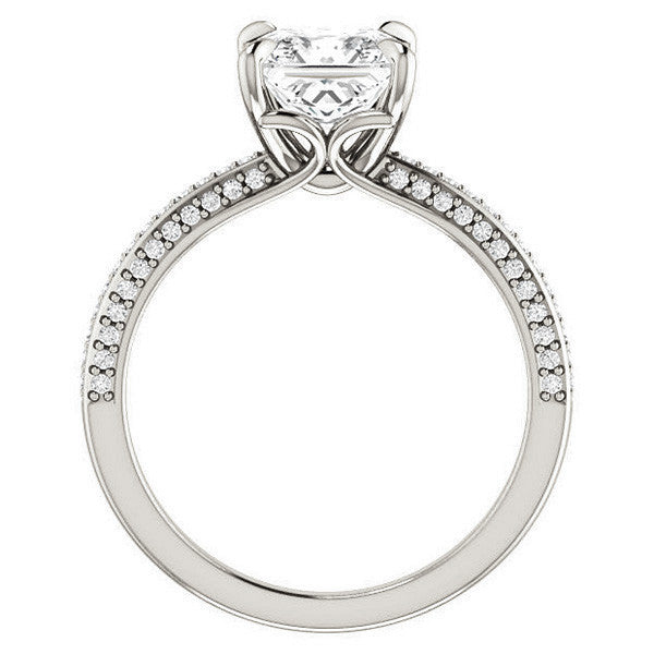 Princess cut Claw Prong Moissanite Engagement Ring