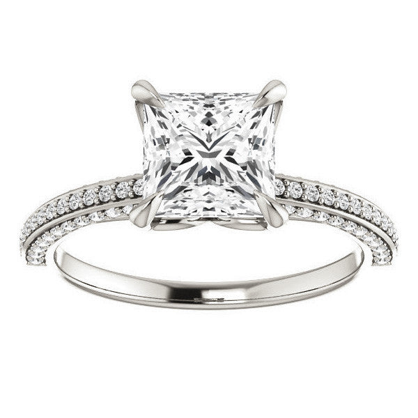 Princess cut Claw Prong Moissanite Engagement Ring