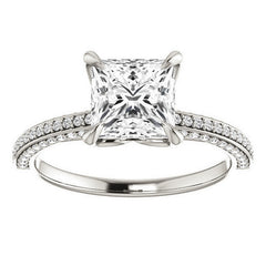 Princess cut Claw Prong Moissanite Engagement Ring