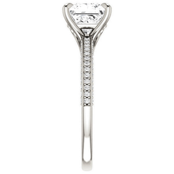 Princess cut Claw Prong Moissanite Engagement Ring