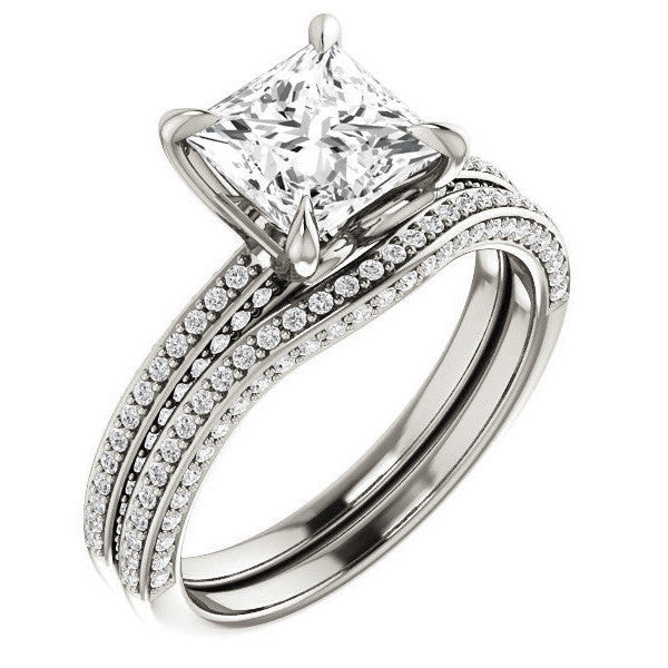 Princess cut Claw Prong Moissanite Engagement Ring