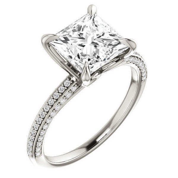 Princess cut Claw Prong Moissanite Engagement Ring
