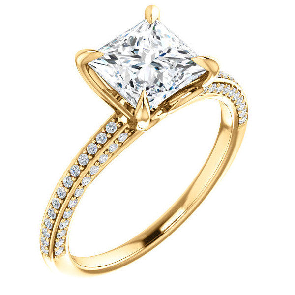 Princess cut Claw Prong Moissanite Engagement Ring
