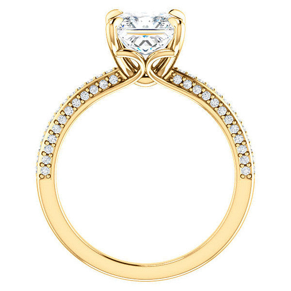 Princess cut Claw Prong Moissanite Engagement Ring