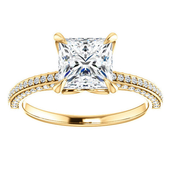 Princess cut Claw Prong Moissanite Engagement Ring