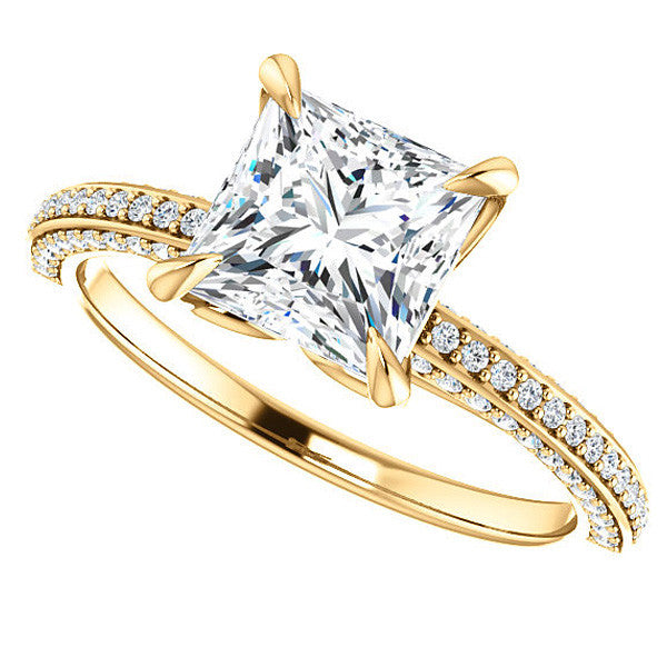 Princess cut Claw Prong Moissanite Engagement Ring