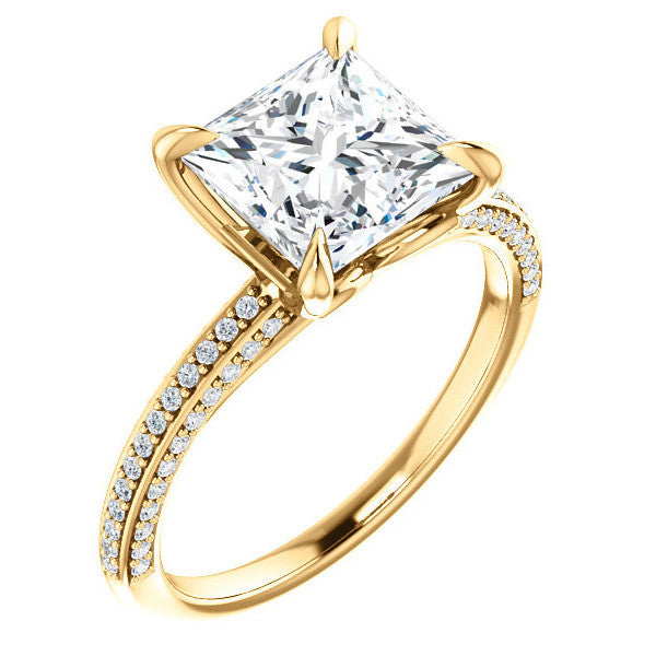 Princess cut Claw Prong Moissanite Engagement Ring