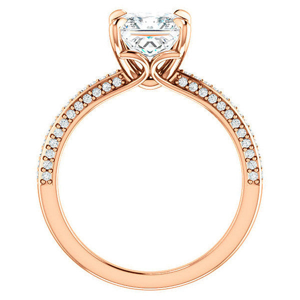 Princess cut Claw Prong Moissanite Engagement Ring
