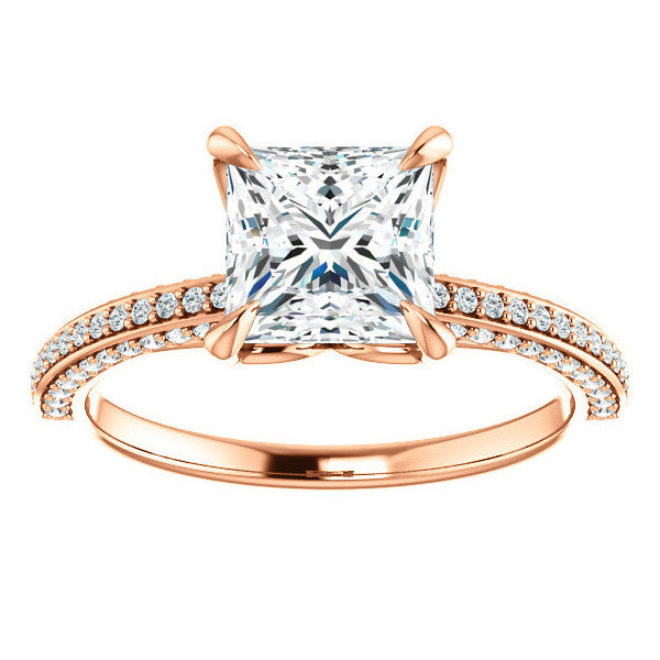 Princess cut Claw Prong Moissanite Engagement Ring