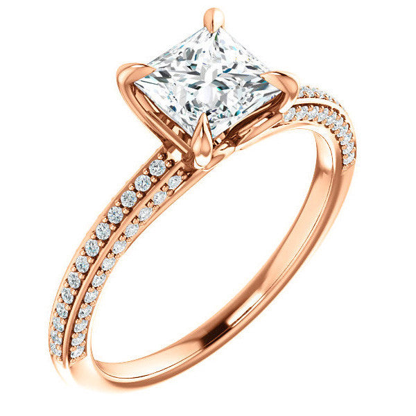 Princess cut Claw Prong Moissanite Engagement Ring