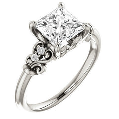 Princess cut Scroll Engagement Ring