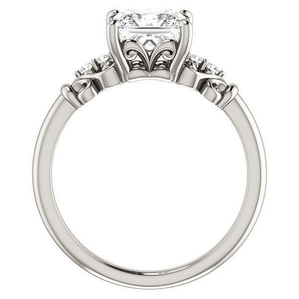 Princess cut Scroll Engagement Ring