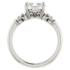 Princess cut Scroll Engagement Ring