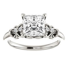 Princess cut Scroll Engagement Ring