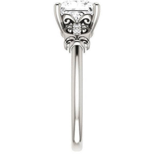 Princess cut Scroll Engagement Ring