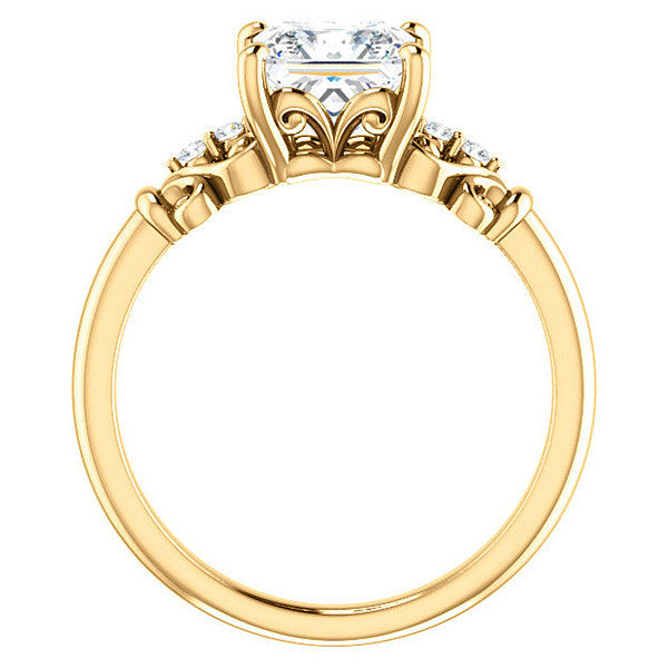 Princess cut Scroll Engagement Ring