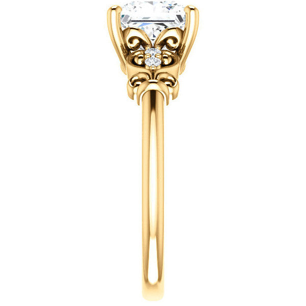 Princess cut Scroll Engagement Ring