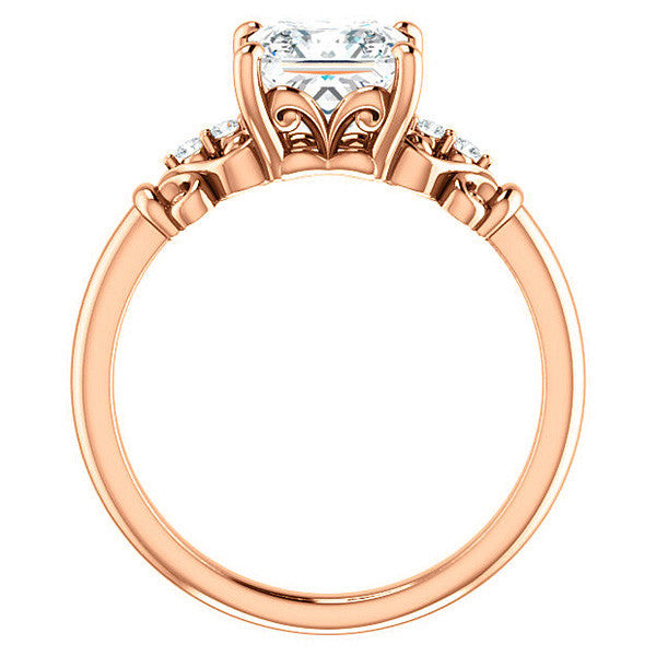 Princess cut Scroll Engagement Ring