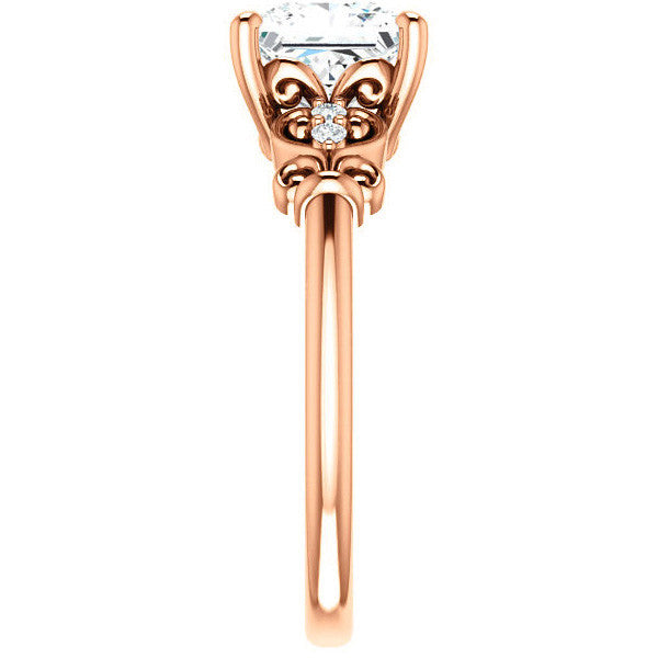 Princess cut Scroll Engagement Ring