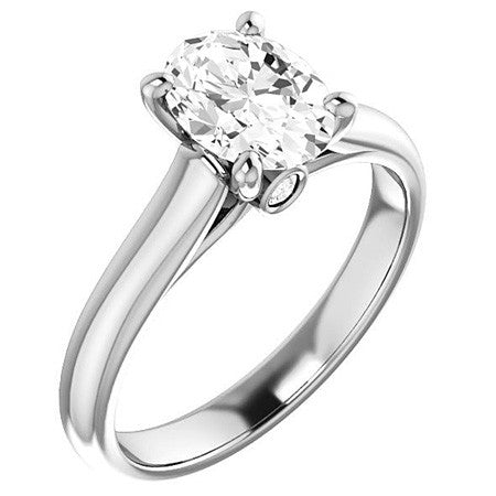 Oval Moissanite Cathedral Engagement Ring with Surprise Diamond