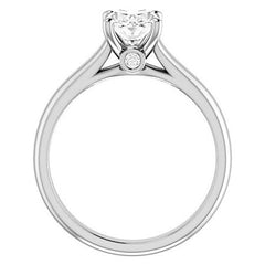 Oval Moissanite Cathedral Engagement Ring with Surprise Diamond