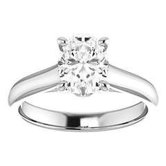 Oval Moissanite Cathedral Engagement Ring with Surprise Diamond