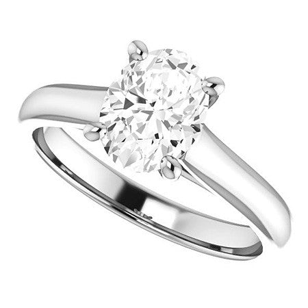 Oval Moissanite Cathedral Engagement Ring with Surprise Diamond
