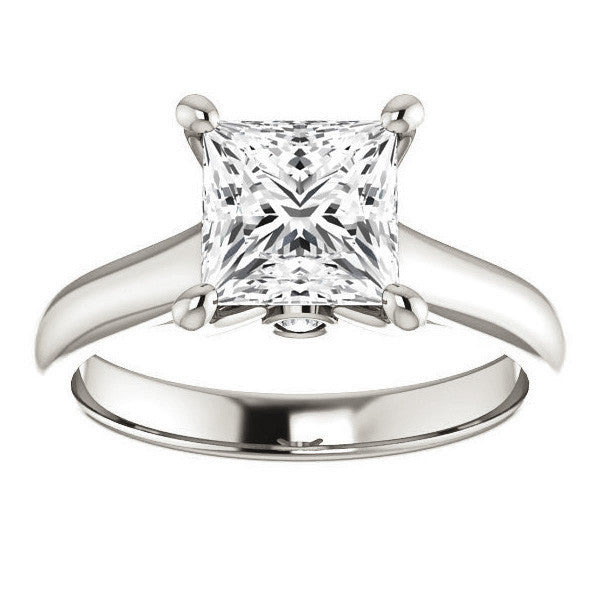 Princess Cathedral Engagement Ring with Surprise Diamond