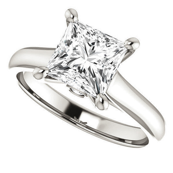 Princess Cathedral Engagement Ring with Surprise Diamond