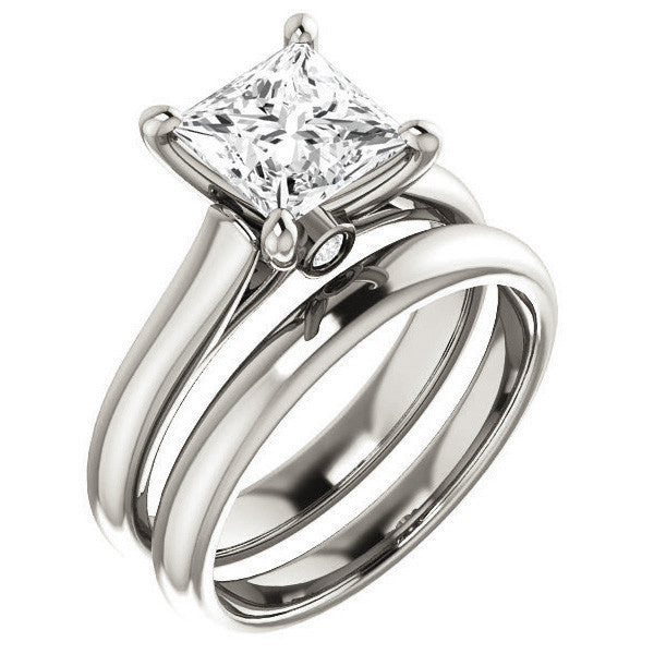 Princess Cathedral Engagement Ring with Surprise Diamond