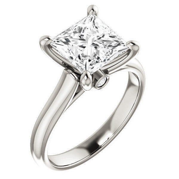 Princess Cathedral Engagement Ring with Surprise Diamond