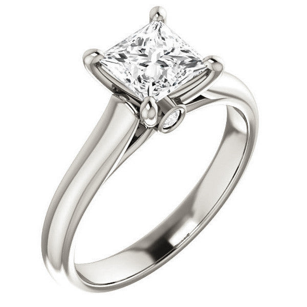 Princess Cathedral Engagement Ring with Surprise Diamond