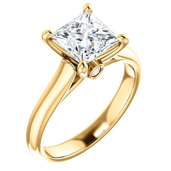 Princess Cathedral Engagement Ring with Surprise Diamond
