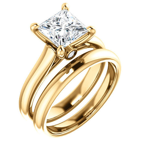 Princess Cathedral Engagement Ring with Surprise Diamond