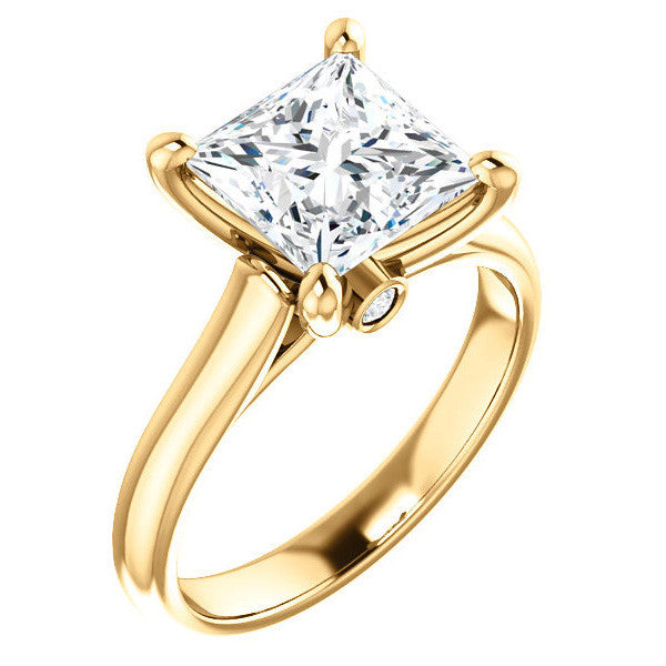 Princess Cathedral Engagement Ring with Surprise Diamond