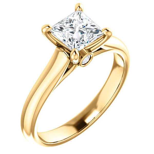 Princess Cathedral Engagement Ring with Surprise Diamond