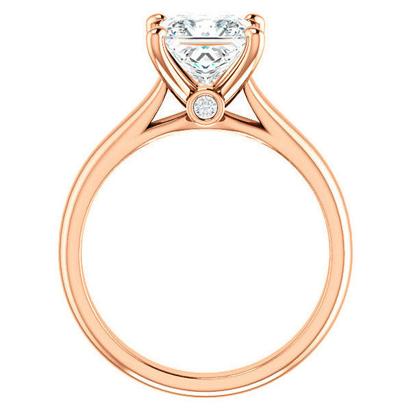 Princess Cathedral Engagement Ring with Surprise Diamond