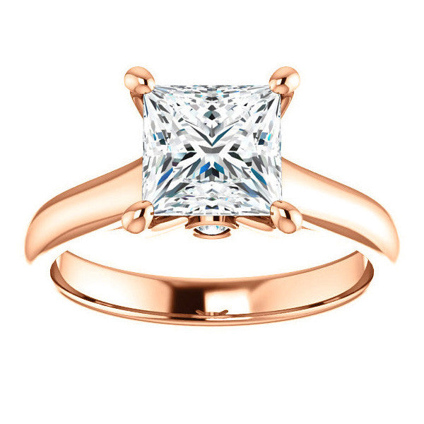 Princess Cathedral Engagement Ring with Surprise Diamond