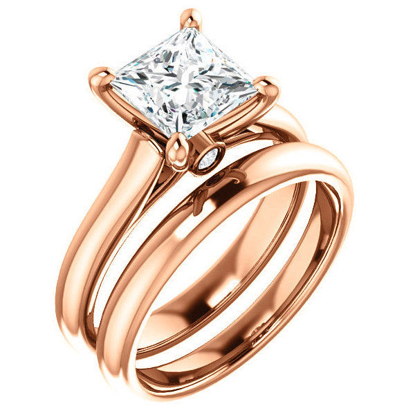 Princess Cathedral Engagement Ring with Surprise Diamond