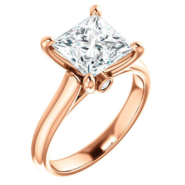 Princess Cathedral Engagement Ring with Surprise Diamond
