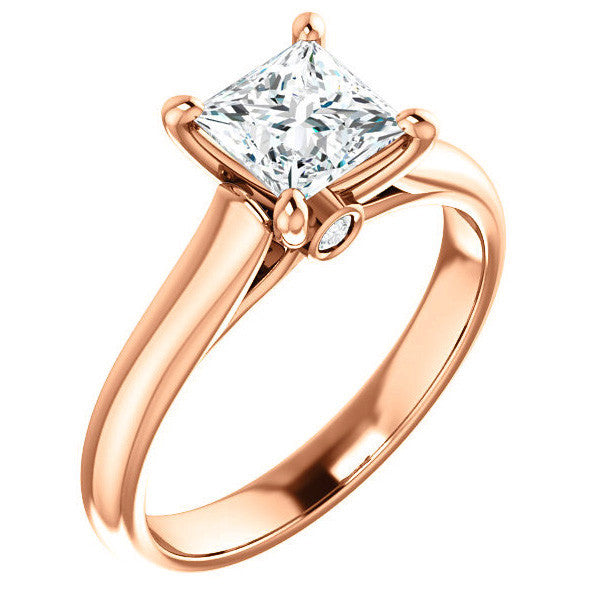 Princess Cathedral Engagement Ring with Surprise Diamond