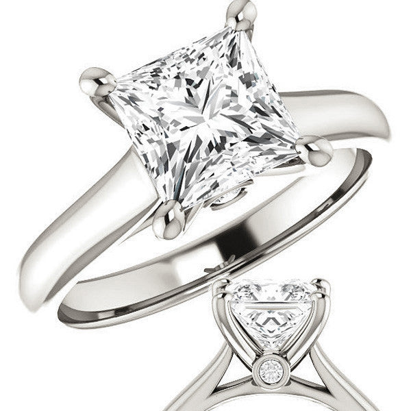Princess Cathedral Engagement Ring with Surprise Diamond