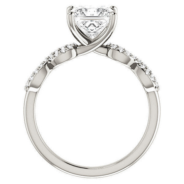 Princess cut Moissanite & Diamond Infinity Engagement Ring